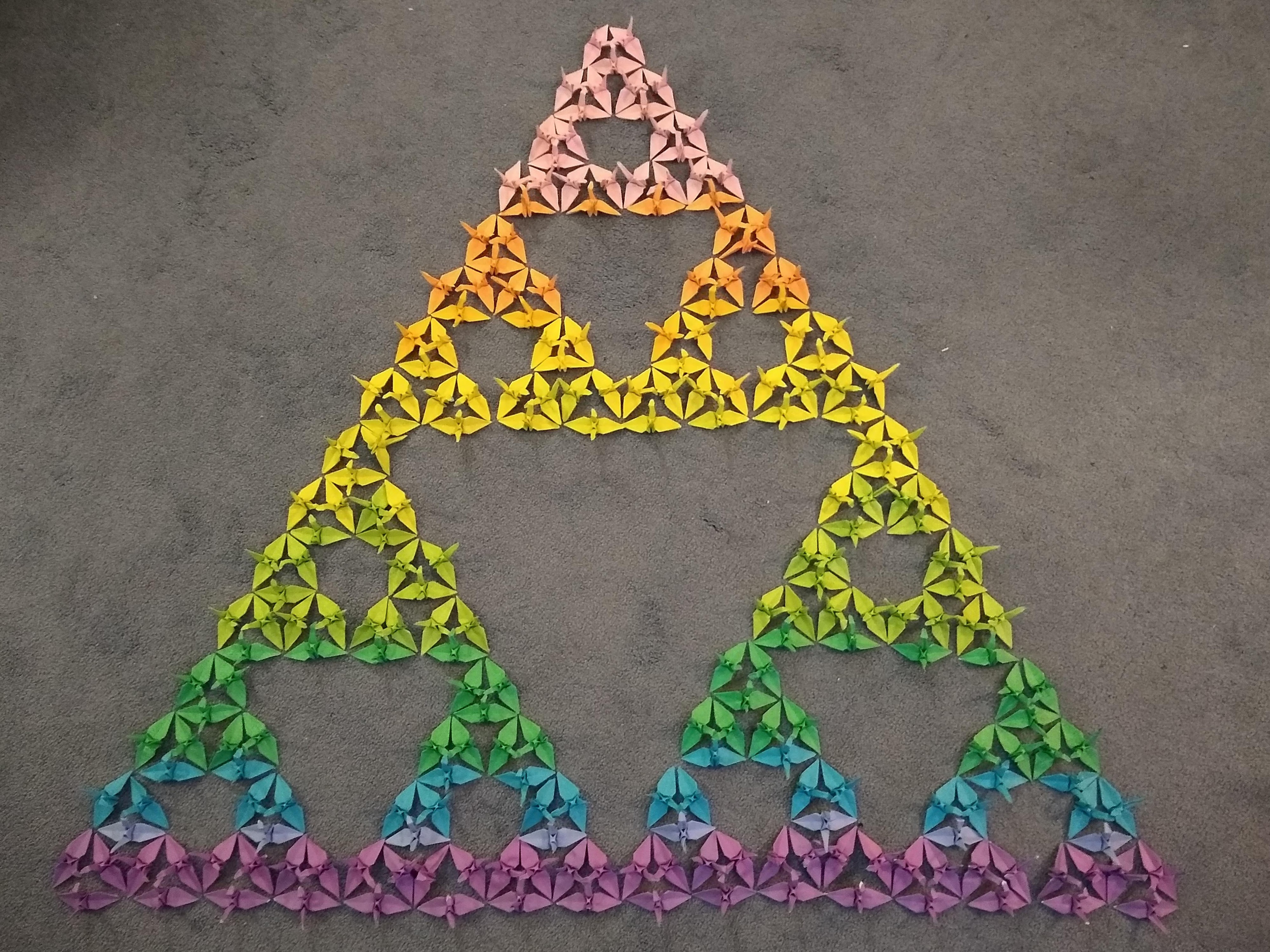 Sierpinski Triangle made of Paper Cranes