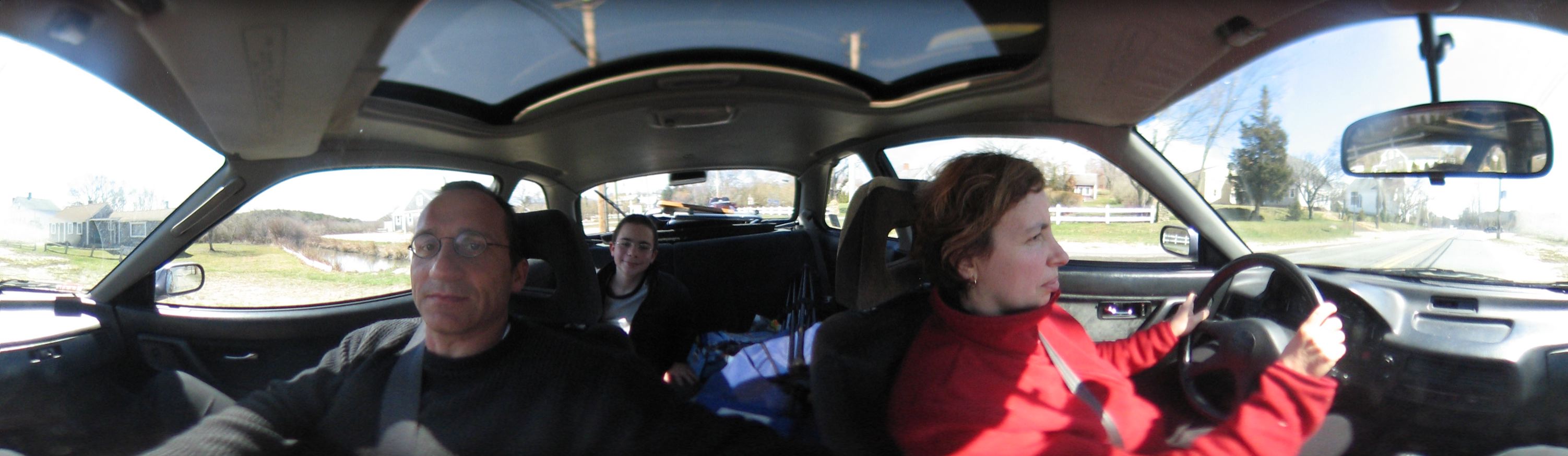 Cape Cod: Ruti and Oliver and Ben in Car