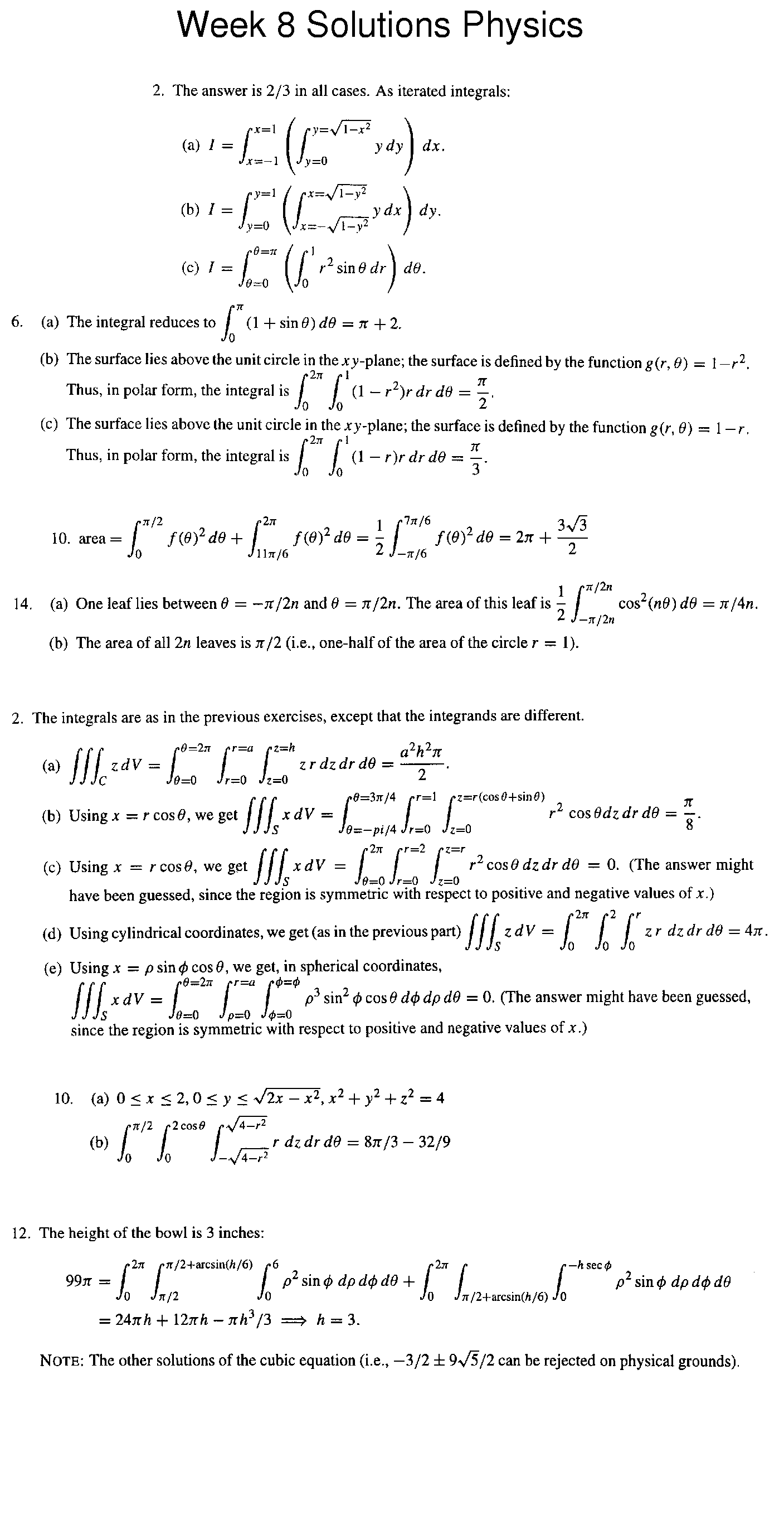 Multivariable Math Homework Problem Homework Math 21a Fall 2000, Multivariable Calculus,