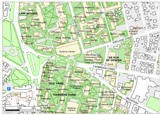 Map of Harvard Campus centered on Science Center