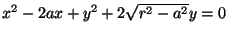 $x^2-2ax+y^2+2 \sqrt{r^2-a^2} y = 0$