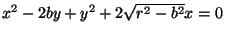 $x^2-2by+y^2+2 \sqrt{r^2-b^2} x = 0$